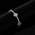 Gabrion Clover Luxe tennis bracelet with VVS Moissanite stones, 3mm, set in 925 sterling silver with 18K white gold plating.
